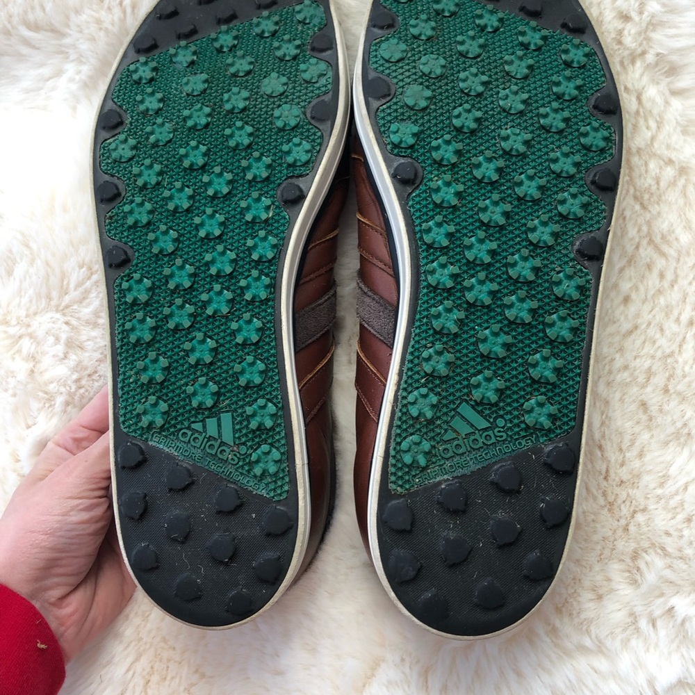 Mens Adicross Brown Leather Spikeless Golf Shoes. Gem